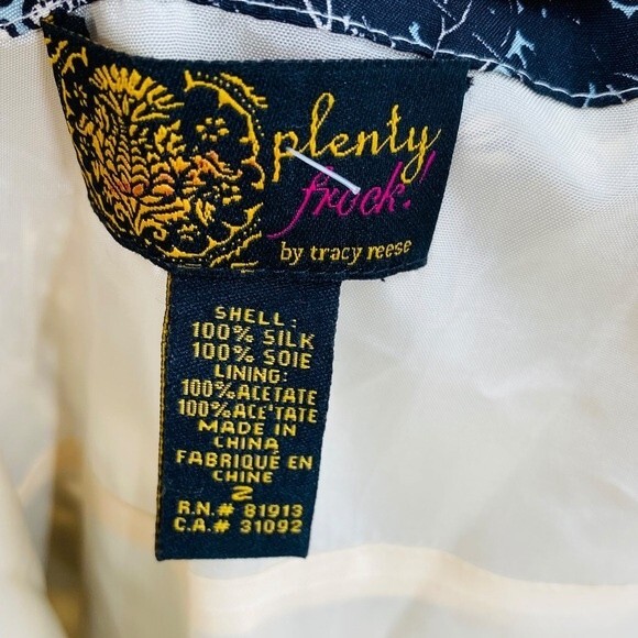 Plenty by Tracy Reese Size 2 Into the Woods Silk Dress Blue Black One Shoulder - Picture 3 of 9